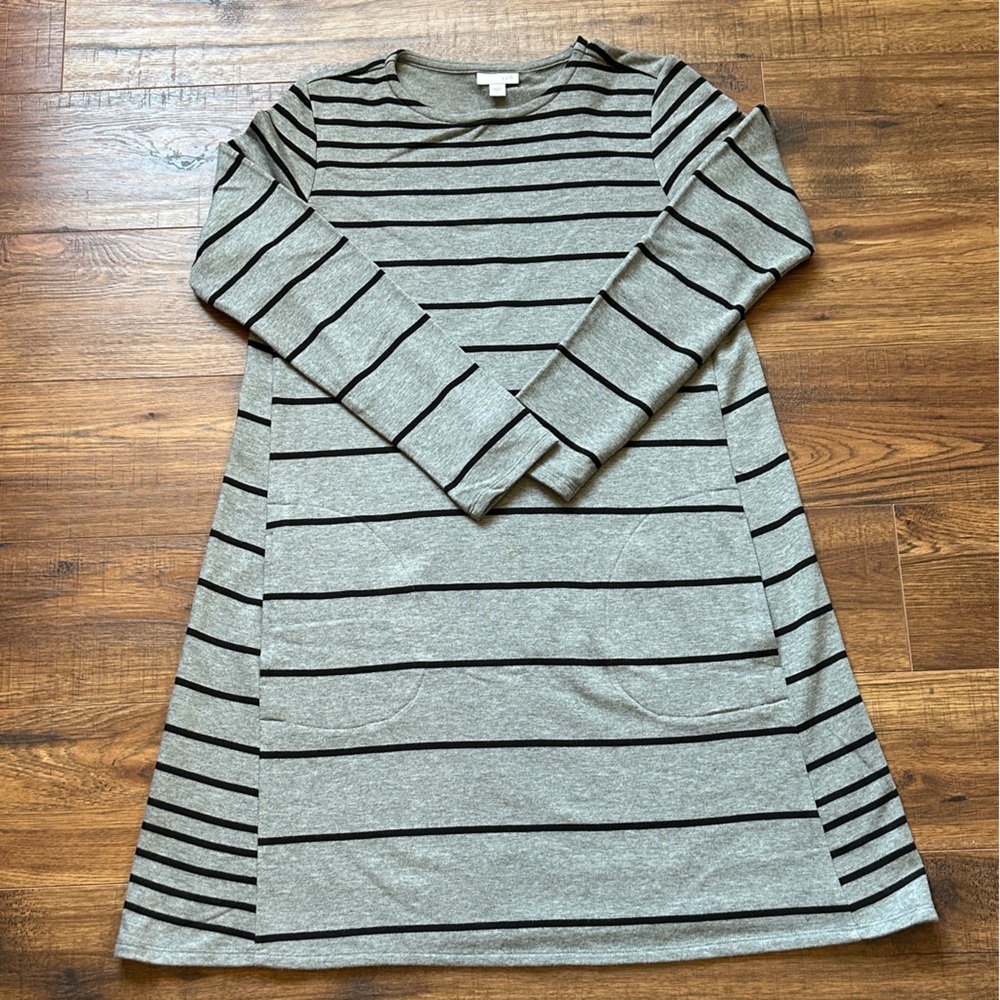 J. Jill Women’s A Line Sweatshirt Dress Striped Knee Length Size Small